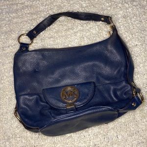 Michael Kors Fulton Navy Pebbled Leather Hobo Bag